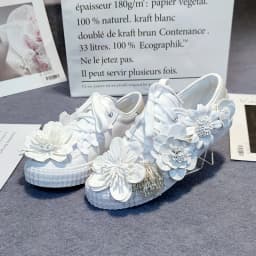 Autumn Women Casual Shoes Girl's Spring White Shoes Handmade Creative Flower Canvas Sneakers Flats Breathable Outdoors Footwear