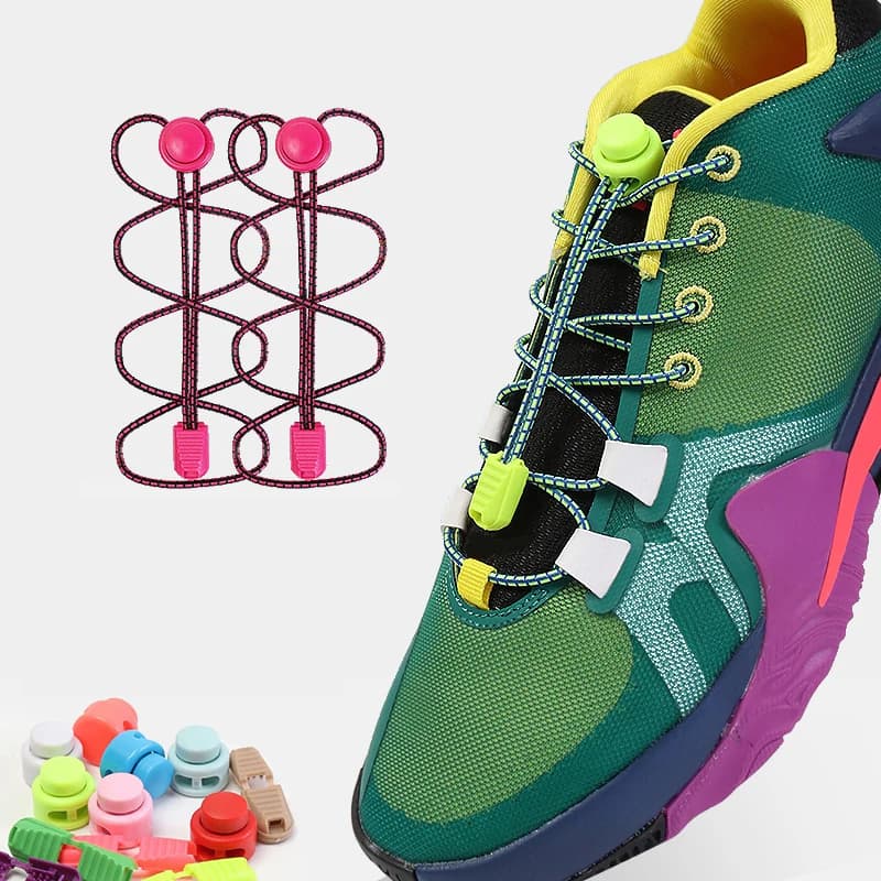 Strong Reflective Shoelaces Elastic Used For Sneakers No Tie Shoe Laces Spring Press Lock Convenient and Fast Lazy Shoelace