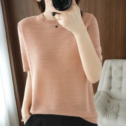 100% cotton round neck thin loose breathable pullover short sleeve 2023 summer new women's casual knitting half sleeve top T-shi