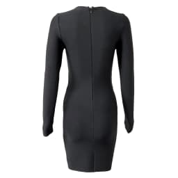 Wholesale Women's Black Hollow Long Sleeve Tight Mini Sexy Evening Celebrity Cocktail Party Bandag Dress