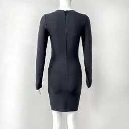 Wholesale Women's Black Hollow Long Sleeve Tight Mini Sexy Evening Celebrity Cocktail Party Bandag Dress