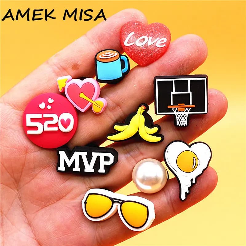 Original Exquisite PVC Shoe Charms Love Pearl Shoe Accessories Poached Egg Banana Peel Sunglasses Shoes Buckle Brooch