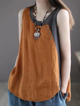 Amax luluE Summer Design Style Clothes Womens Pink Casual Tank Ladies Cotton Linen T-shirts Girl Buttons Vintage Tops Big Size
