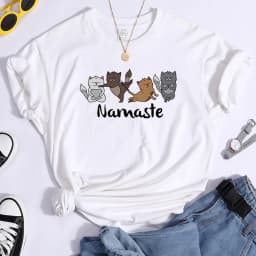 Happy Kitten Dancing Happily Printing T-shirts For Women Vintage Tshirts Oversize o-neck Top Fashion Soft Woman's Tshirts