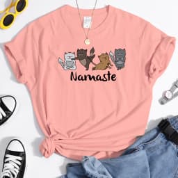 Happy Kitten Dancing Happily Printing T-shirts For Women Vintage Tshirts Oversize o-neck Top Fashion Soft Woman's Tshirts
