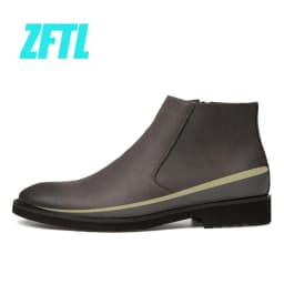 ZFTL men's Ankle boots Large size man Chelsea slip-on boots male Heighten Boots British Basic boots male leather ankle boots2025
