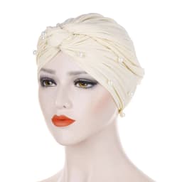 Muslim Fashion Women Elastic Velvet Pearls Turban Caps Islamic Hijab Bonnet Musulman Femme Headscarf Indian Hat Turbante Mujer