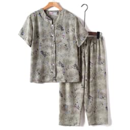 UHYTGF Middle-Aged Elderly Womens Suit Fashion Printing Casual Thin Summer Two-Piece Set Comfortable 3XL Big Size Tracksuit 1378