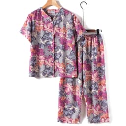 UHYTGF Middle-Aged Elderly Womens Suit Fashion Printing Casual Thin Summer Two-Piece Set Comfortable 3XL Big Size Tracksuit 1378