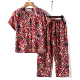 UHYTGF Middle-Aged Elderly Womens Suit Fashion Printing Casual Thin Summer Two-Piece Set Comfortable 3XL Big Size Tracksuit 1378