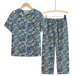 UHYTGF Middle-Aged Elderly Womens Suit Fashion Printing Casual Thin Summer Two-Piece Set Comfortable 3XL Big Size Tracksuit 1378