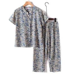 UHYTGF Middle-Aged Elderly Womens Suit Fashion Printing Casual Thin Summer Two-Piece Set Comfortable 3XL Big Size Tracksuit 1378