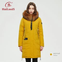 HaiLuoZi 2022 Winter New Arrival Women's Jacket Fashion Casual Raccoon Big Fur Collar Down Jackets Women Coat Parka Outerwear 89