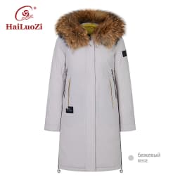HaiLuoZi 2022 Winter New Arrival Women's Jacket Fashion Casual Raccoon Big Fur Collar Down Jackets Women Coat Parka Outerwear 89