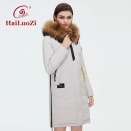 HaiLuoZi 2022 Winter New Arrival Women's Jacket Fashion Casual Raccoon Big Fur Collar Down Jackets Women Coat Parka Outerwear 89