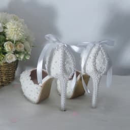 BaoYaFang Tassel pearl Fashion wedding shoes and bags Bride High heels Platform shoes ladies ankle strap party dress shoes woman