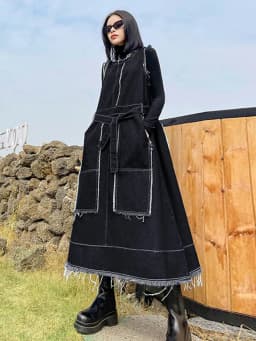 Amax LuluE Korean Luxury Fashion Spring Women Vintage Denim Vest Dress Ladies Casual Sleeveless Vestido Female Oversized Clothes