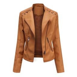 Spring Autumn Leather Jacket Women Slim Fit Motor Biker PU Leather Short Coat Stand Collar Ladies Zipper Outerwear
