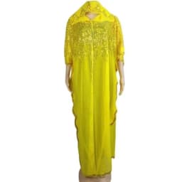 Women's Chiffon Batwing Sleeve Sequins and Fringes Loose and Versatile Dress African Fashion Gown Free Size Summer New 2022