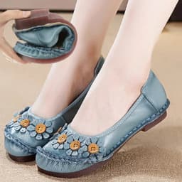 Beige flats ladies luxury genuine leather loafers breathable shoes womens shallow moccasins walking shoe