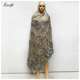 2026 Fashion Hot Sale African Women Scarfs Big Circle Design Big Embrodiery Cotton Big Size Muslim Scarf for Shawls Pashmina