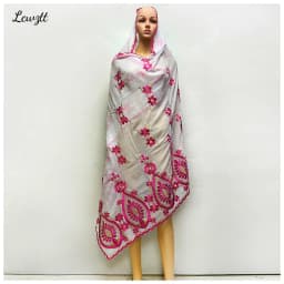 2026 Fashion Hot Sale African Women Scarfs Big Circle Design Big Embrodiery Cotton Big Size Muslim Scarf for Shawls Pashmina