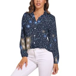 Colorful Galaxy Blouse Long-Sleeve Night Sky Bright Stars Kawaii Blouses Female Simple Oversize Shirts Graphic Top Birthday Gift