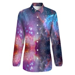 Colorful Galaxy Blouse Long-Sleeve Night Sky Bright Stars Kawaii Blouses Female Simple Oversize Shirts Graphic Top Birthday Gift