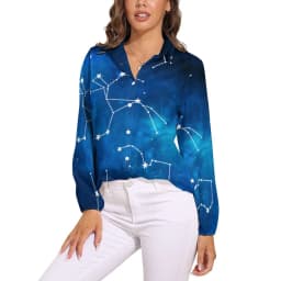 Colorful Galaxy Blouse Long-Sleeve Night Sky Bright Stars Kawaii Blouses Female Simple Oversize Shirts Graphic Top Birthday Gift