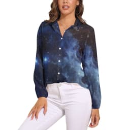 Colorful Galaxy Blouse Long-Sleeve Night Sky Bright Stars Kawaii Blouses Female Simple Oversize Shirts Graphic Top Birthday Gift