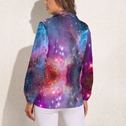 Colorful Galaxy Blouse Long-Sleeve Night Sky Bright Stars Kawaii Blouses Female Simple Oversize Shirts Graphic Top Birthday Gift