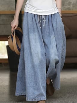 AmaxluluE 2025 Spring Harajuku Design Womens Wide Leg Pants Vintage Loose Female Denim Pants Korean Pockets Leisure Blue Jeans