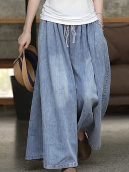AmaxluluE 2025 Spring Harajuku Design Womens Wide Leg Pants Vintage Loose Female Denim Pants Korean Pockets Leisure Blue Jeans