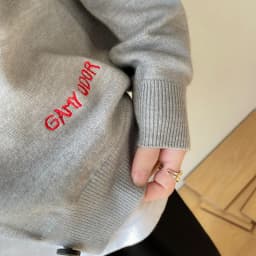 Cashmere cardigan women's spring and autumn new round neck duckling palm embroidery knitting bottom sweater loose wool coat