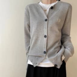 Cashmere cardigan women's spring and autumn new round neck duckling palm embroidery knitting bottom sweater loose wool coat