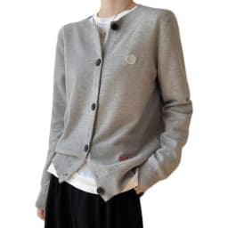 Cashmere cardigan women's spring and autumn new round neck duckling palm embroidery knitting bottom sweater loose wool coat