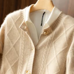 2021 autumn/winter new cashmere sweater Women's round neck cardigan sweater coat twist loose large size knit 100% wool
