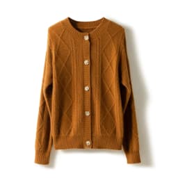 2021 autumn/winter new cashmere sweater Women's round neck cardigan sweater coat twist loose large size knit 100% wool