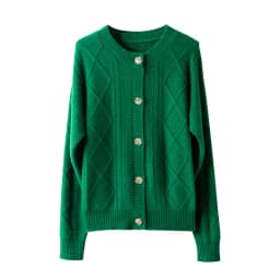 2021 autumn/winter new cashmere sweater Women's round neck cardigan sweater coat twist loose large size knit 100% wool