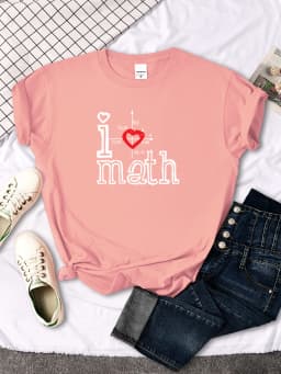T-Shirts Women's I Love Math Letter Pattern Printed T-Shirt Women Casual Tees Oversize Soft Female t-Shirt Japan Style Tops