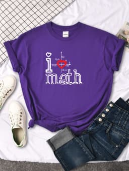 T-Shirts Women's I Love Math Letter Pattern Printed T-Shirt Women Casual Tees Oversize Soft Female t-Shirt Japan Style Tops