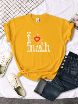 T-Shirts Women's I Love Math Letter Pattern Printed T-Shirt Women Casual Tees Oversize Soft Female t-Shirt Japan Style Tops
