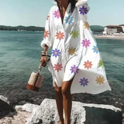Oversized Loose Casual Aesthetic Summer Dresses Sexy Beach Shirt Dress New Bohemian Long Sleeve Elegant Y2K Vestidos De Mujer