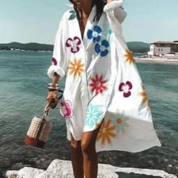 Oversized Loose Casual Aesthetic Summer Dresses Sexy Beach Shirt Dress New Bohemian Long Sleeve Elegant Y2K Vestidos De Mujer