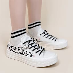 Amy and Michael Lovely Anime Panda Hand Painted Canvas Shoes Kawaii Girls Students Espadrilles Woman Vulcanize Shoes