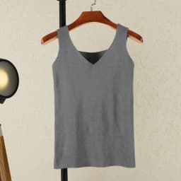 Knitted Women Tank Top Underwear Sexy Padded V Neck Backless Crop Tops Camisole Female Sleeveless Solid Intimate Lingerie Tops