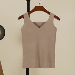 Knitted Women Tank Top Underwear Sexy Padded V Neck Backless Crop Tops Camisole Female Sleeveless Solid Intimate Lingerie Tops