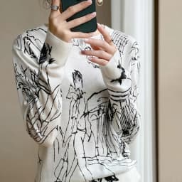 Summer Trendy Fine Imitation Wool Knitted T-Shirt Women's Short-Sleeved Top Graffiti Digital Jacquard Pullover Ladies Sweater