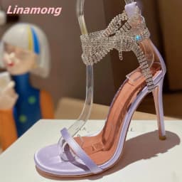 Sexy Summer Newest Women Sandals Open Toe Thin High Heel Comfortable Solid BlingBling Fashion Leather Party Wedding Shoes 2024