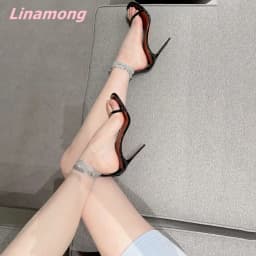 Sexy Summer Newest Women Sandals Open Toe Thin High Heel Comfortable Solid BlingBling Fashion Leather Party Wedding Shoes 2024